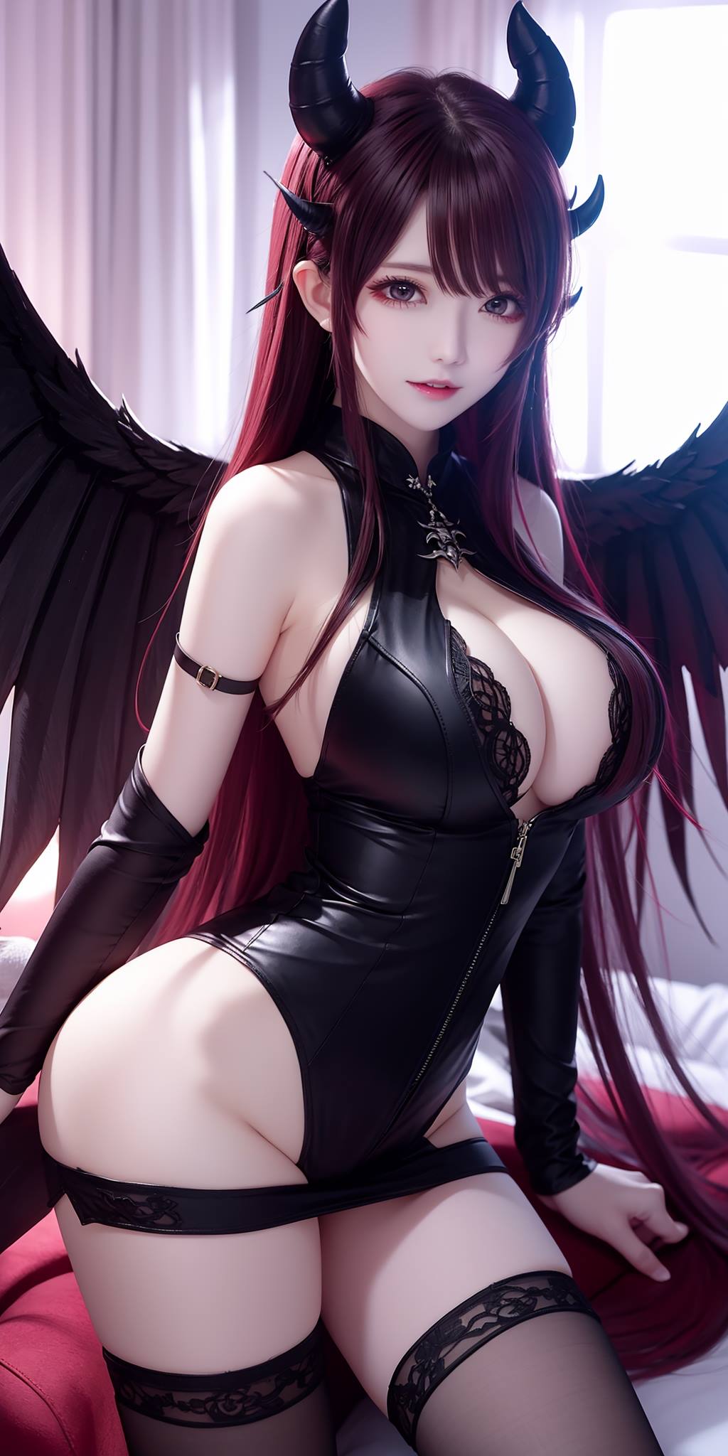 图片[2]-AI绘画 088 恶魔少女连体皮衣[80P]-萌味圈
