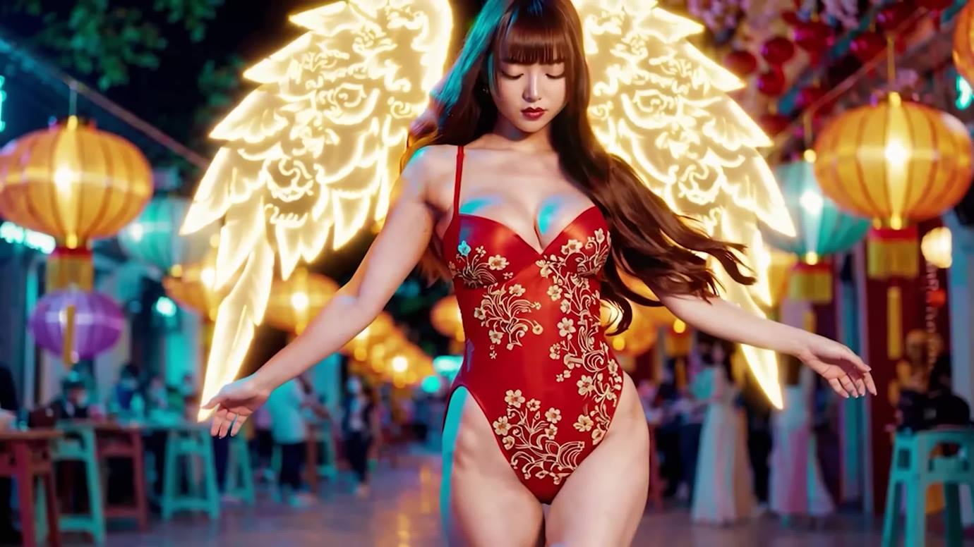 图片[2]-[AI Video]Xuân Về Trong Nắng Sớm (POP EDM DANCE when Tet Tradition Ao Dai Meet Bikini Supermodel dance)[20P]-萌味圈