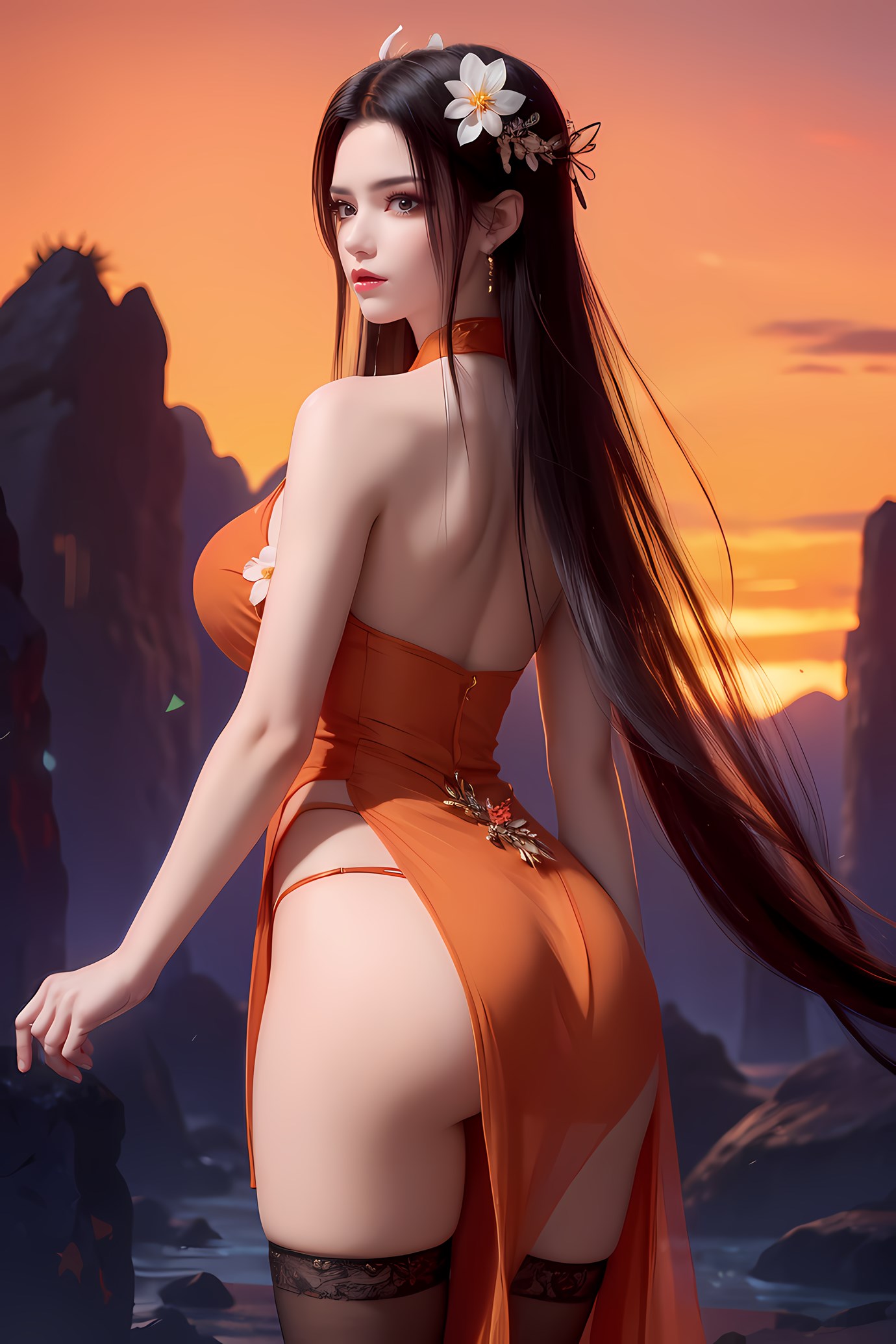 图片[2]-AI绘画 580 美杜莎 橙色旗袍[46P]-萌味圈