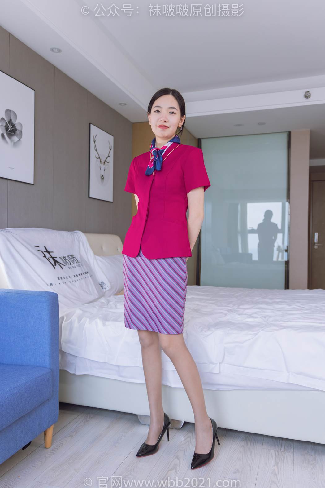 图片[2]-[BoBoSocks袜啵啵]NO.579 小甜豆-高跟鞋、咖啡丝、空姐制服[140P]-萌味圈