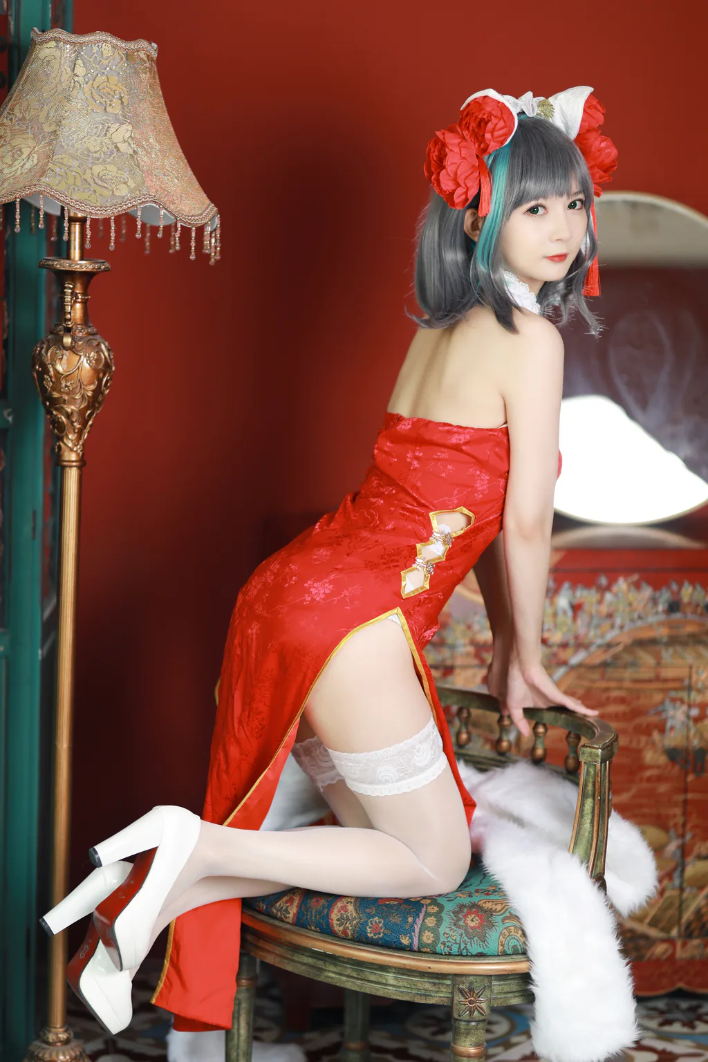 图片[2]-51酱 – 碧蓝航线 柴郡 新春旗袍[12P]-萌味圈