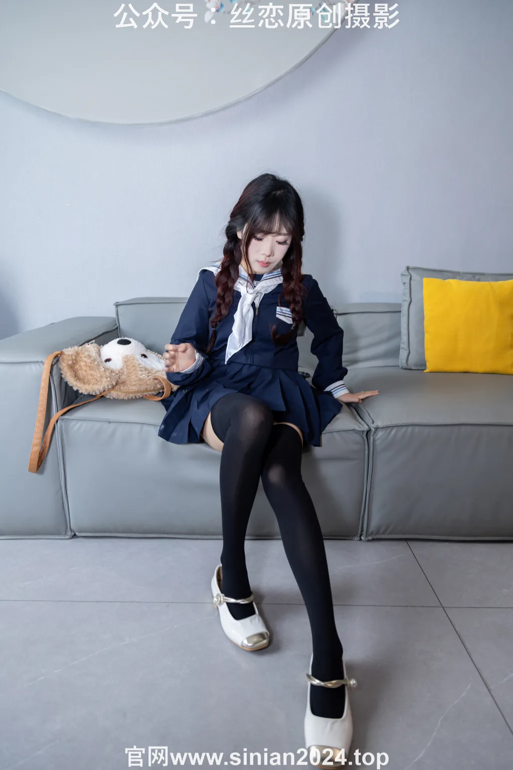 图片[14]-丝恋摄影 NO.017 小梦-学院风 jk连衣裙 黑色丝袜 白色小皮鞋[168P]-萌味圈