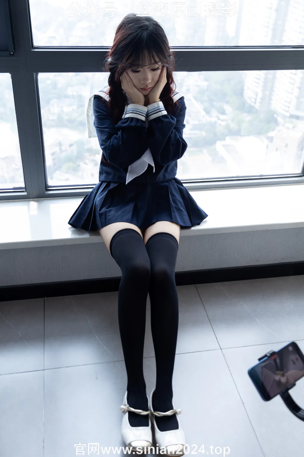 图片[40]-丝恋摄影 NO.017 小梦-学院风 jk连衣裙 黑色丝袜 白色小皮鞋[168P]-萌味圈