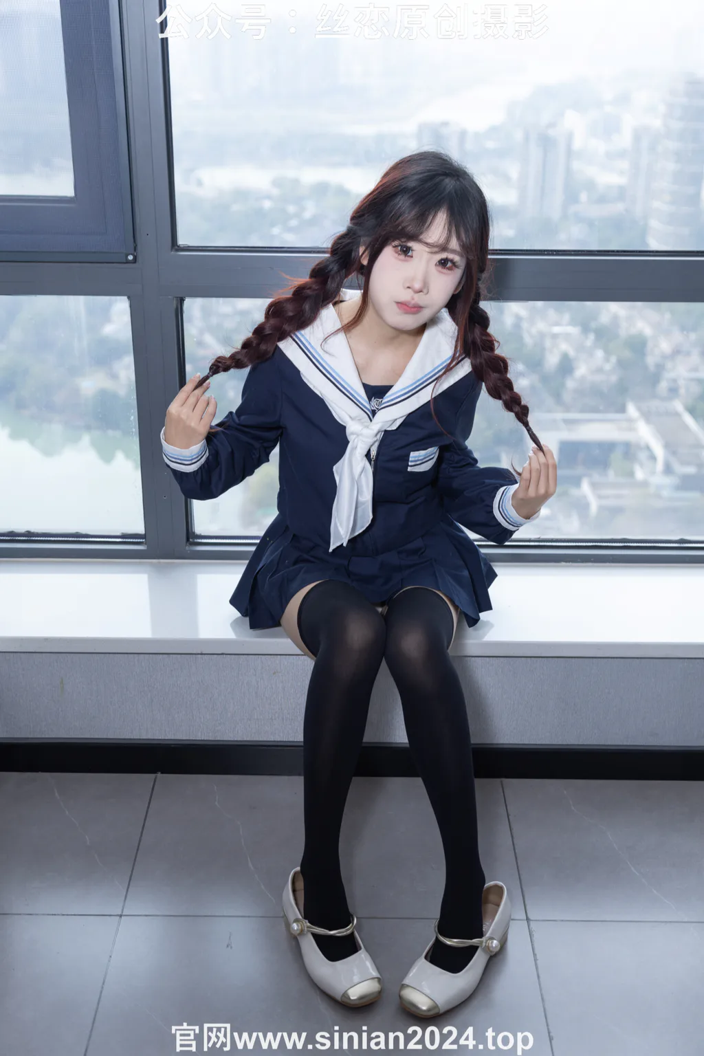 图片[57]-丝恋摄影 NO.017 小梦-学院风 jk连衣裙 黑色丝袜 白色小皮鞋[168P]-萌味圈