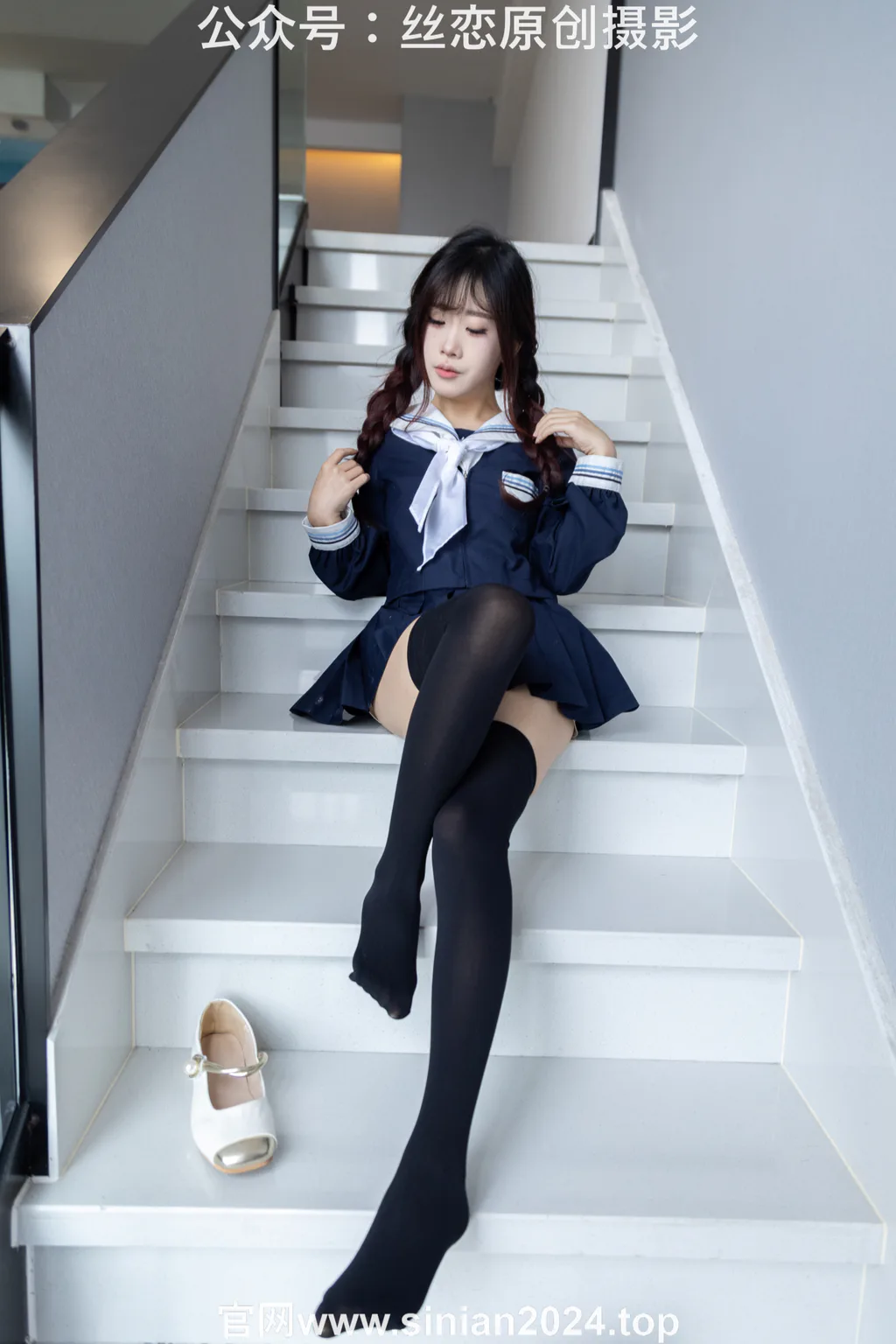 图片[86]-丝恋摄影 NO.017 小梦-学院风 jk连衣裙 黑色丝袜 白色小皮鞋[168P]-萌味圈