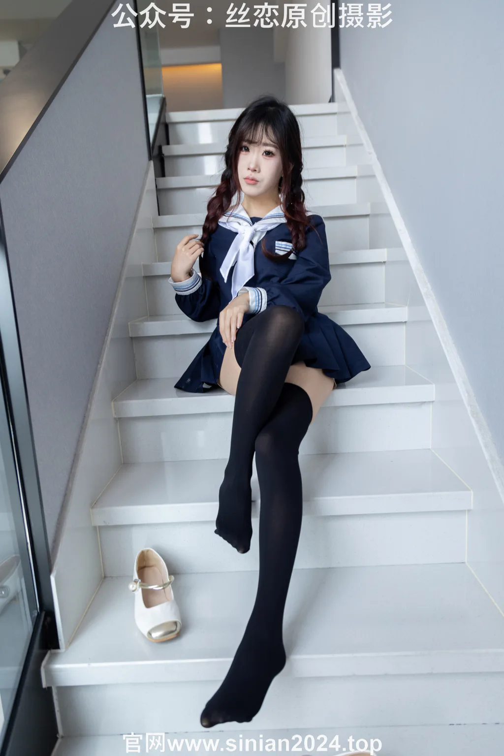 图片[88]-丝恋摄影 NO.017 小梦-学院风 jk连衣裙 黑色丝袜 白色小皮鞋[168P]-萌味圈