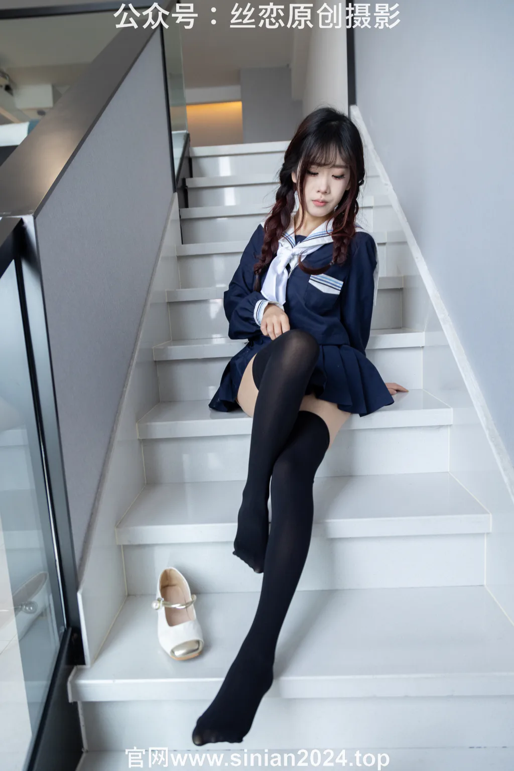 图片[90]-丝恋摄影 NO.017 小梦-学院风 jk连衣裙 黑色丝袜 白色小皮鞋[168P]-萌味圈