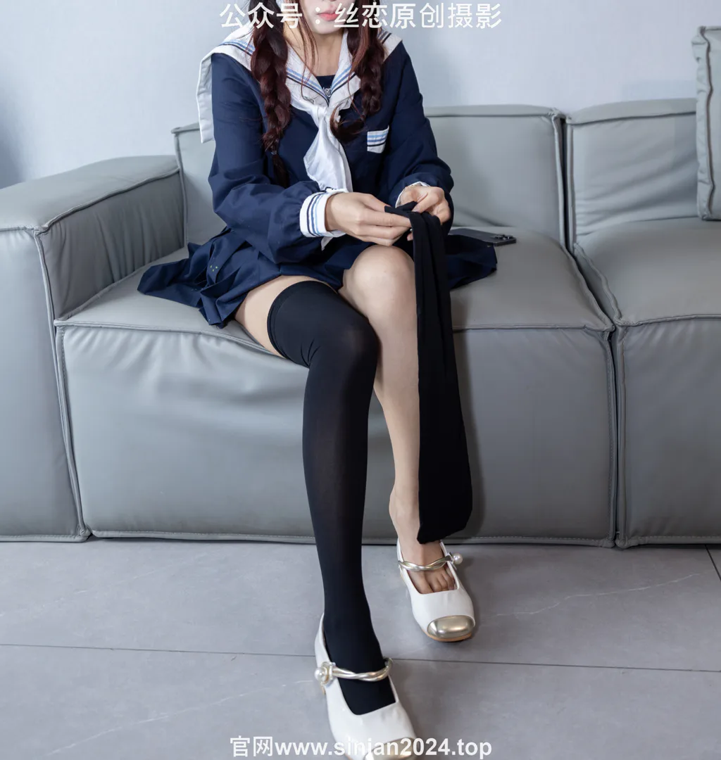 图片[162]-丝恋摄影 NO.017 小梦-学院风 jk连衣裙 黑色丝袜 白色小皮鞋[168P]-萌味圈